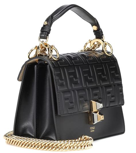 fendi black kan i small leather shoulder bag|Fendi zip pocket shoulder bags.